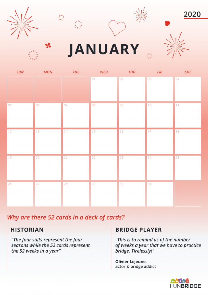 bridge calendar january 2020