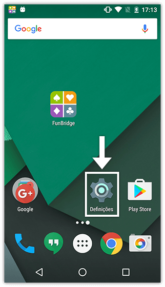 update1 Menu de definições do dispositivo Android