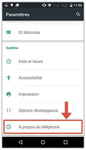 update2 Menu 'À propos de l'appareil' - étape 2